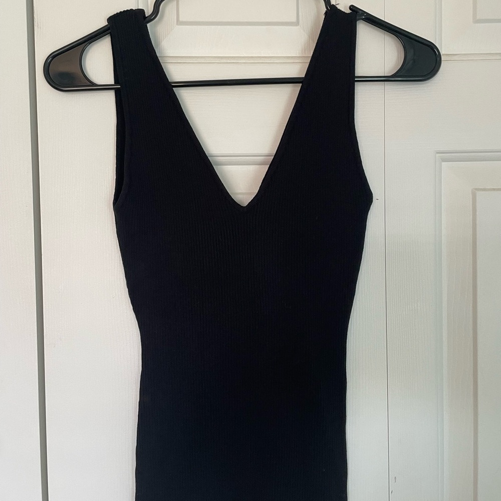Black V-Neck Tank Top